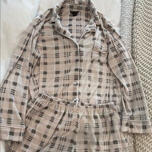 Donna Karan pink and Gray Plaid Pajama Set